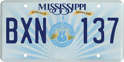 MS license plate BXN137