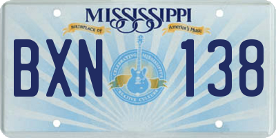 MS license plate BXN138