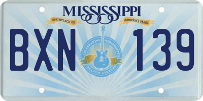 MS license plate BXN139