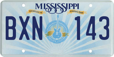 MS license plate BXN143