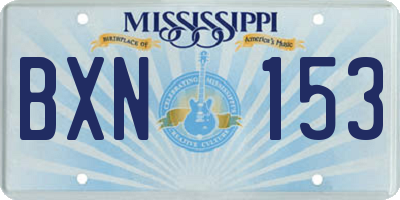 MS license plate BXN153