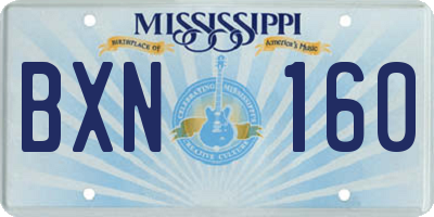 MS license plate BXN160