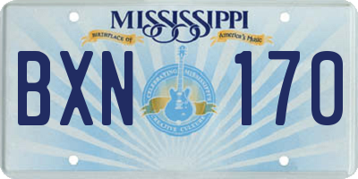 MS license plate BXN170