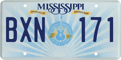 MS license plate BXN171