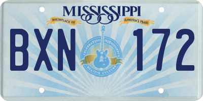 MS license plate BXN172