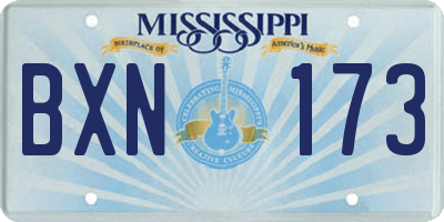 MS license plate BXN173