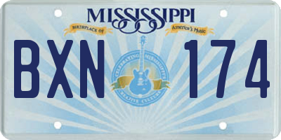 MS license plate BXN174
