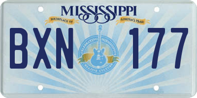 MS license plate BXN177