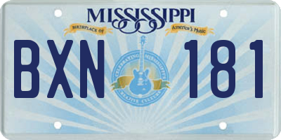 MS license plate BXN181