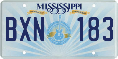 MS license plate BXN183