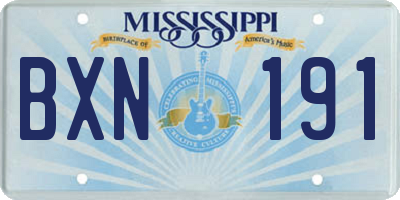MS license plate BXN191