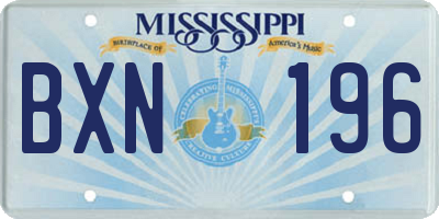 MS license plate BXN196
