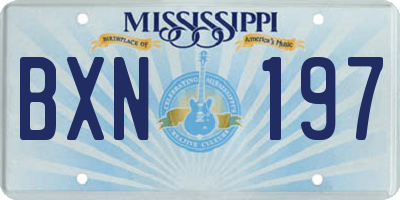 MS license plate BXN197