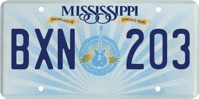 MS license plate BXN203