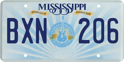 MS license plate BXN206