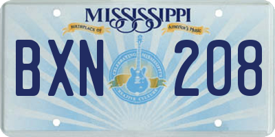 MS license plate BXN208