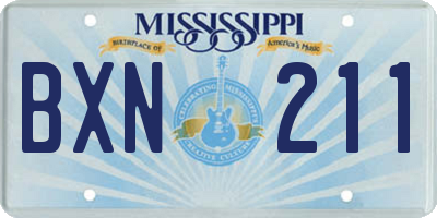 MS license plate BXN211