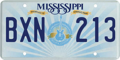 MS license plate BXN213
