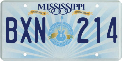 MS license plate BXN214