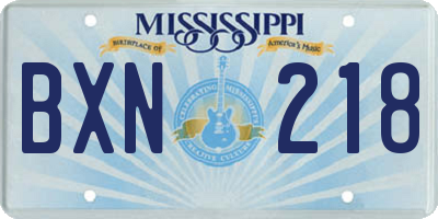 MS license plate BXN218