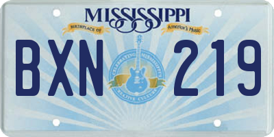 MS license plate BXN219