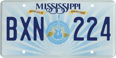 MS license plate BXN224