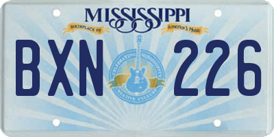 MS license plate BXN226