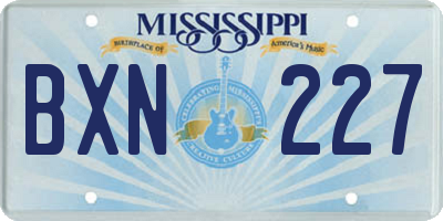 MS license plate BXN227