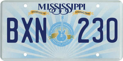 MS license plate BXN230