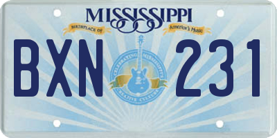 MS license plate BXN231