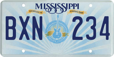 MS license plate BXN234