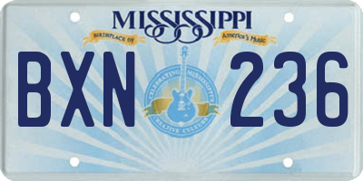 MS license plate BXN236