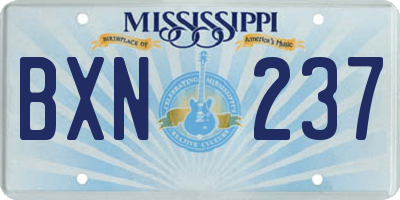 MS license plate BXN237