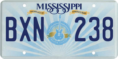 MS license plate BXN238