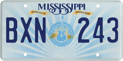 MS license plate BXN243