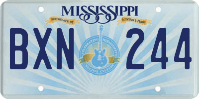 MS license plate BXN244