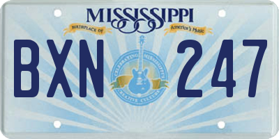 MS license plate BXN247