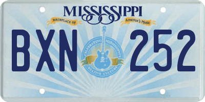 MS license plate BXN252