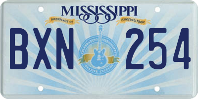 MS license plate BXN254