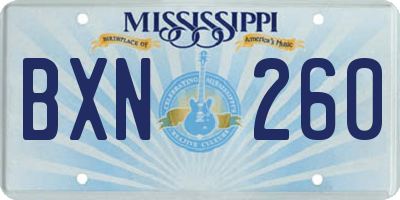 MS license plate BXN260