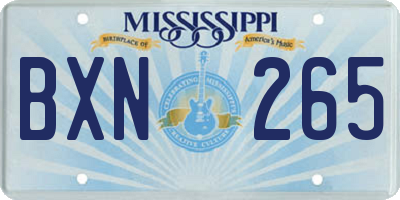 MS license plate BXN265