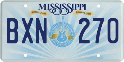 MS license plate BXN270