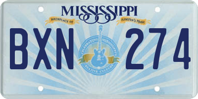MS license plate BXN274