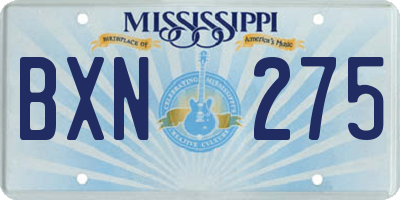 MS license plate BXN275