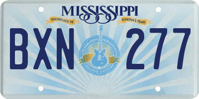 MS license plate BXN277
