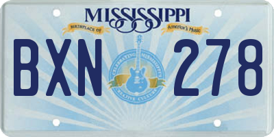 MS license plate BXN278