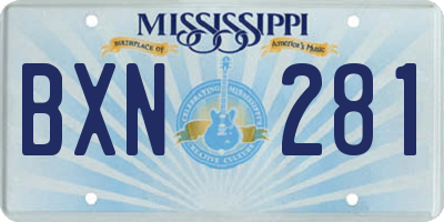 MS license plate BXN281