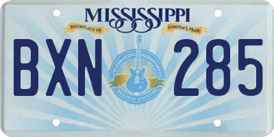 MS license plate BXN285