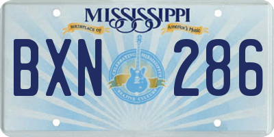 MS license plate BXN286
