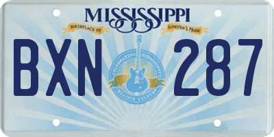 MS license plate BXN287